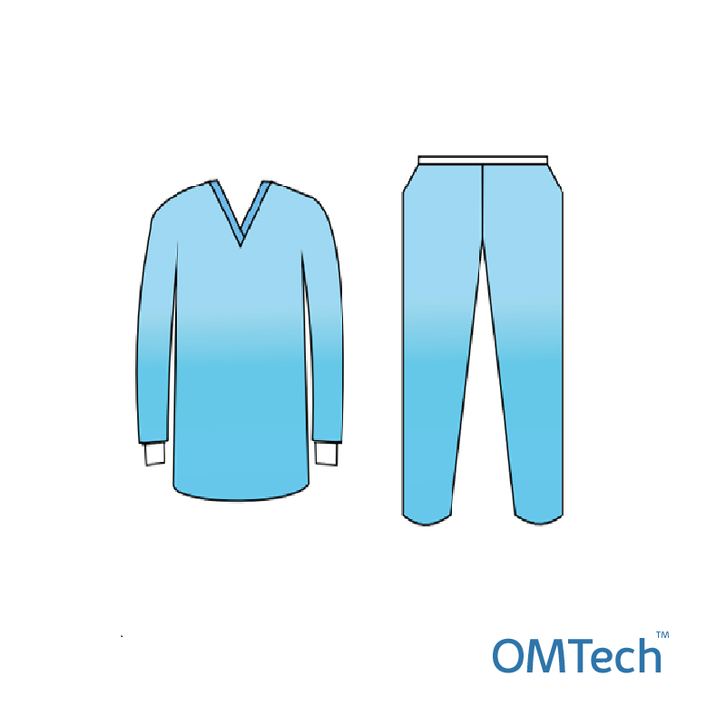 Костюм медичний OMTech™ з довгим рукавом на манжеті (сорочка медична, брюки медичні) (розмір 50-52 (L) (СМС - 35 г/м2), стерильний